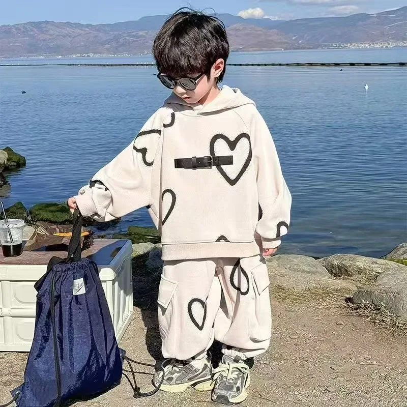 

Spring Autumn Baby Long Sleeve Boys Hooded Top+Pants 2pcs Children Sets Casual Sportswear Streetwear Handsome Suits