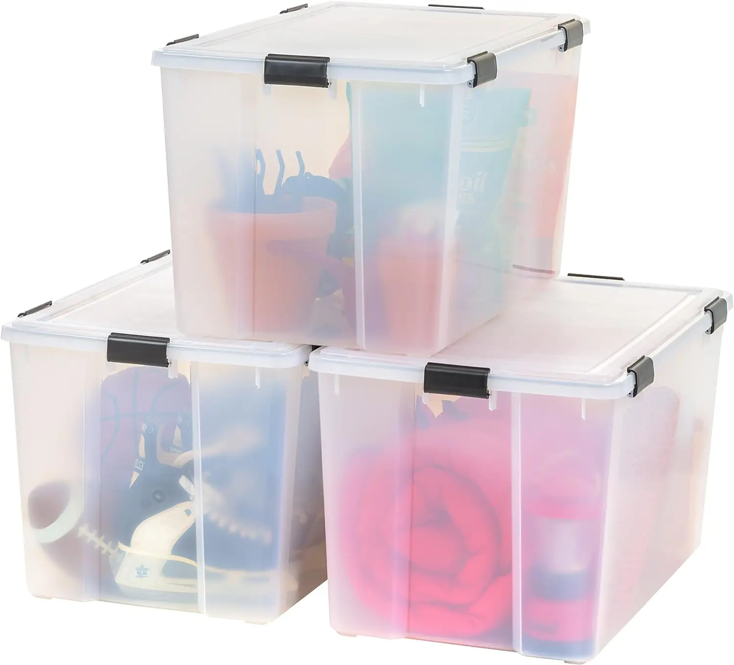 

156 Qt Storage Box with Gasket Seal Lid, 3 Pack - BPA-Free, Heavy Duty Moving Containers with Tight Latch, Weather Proof