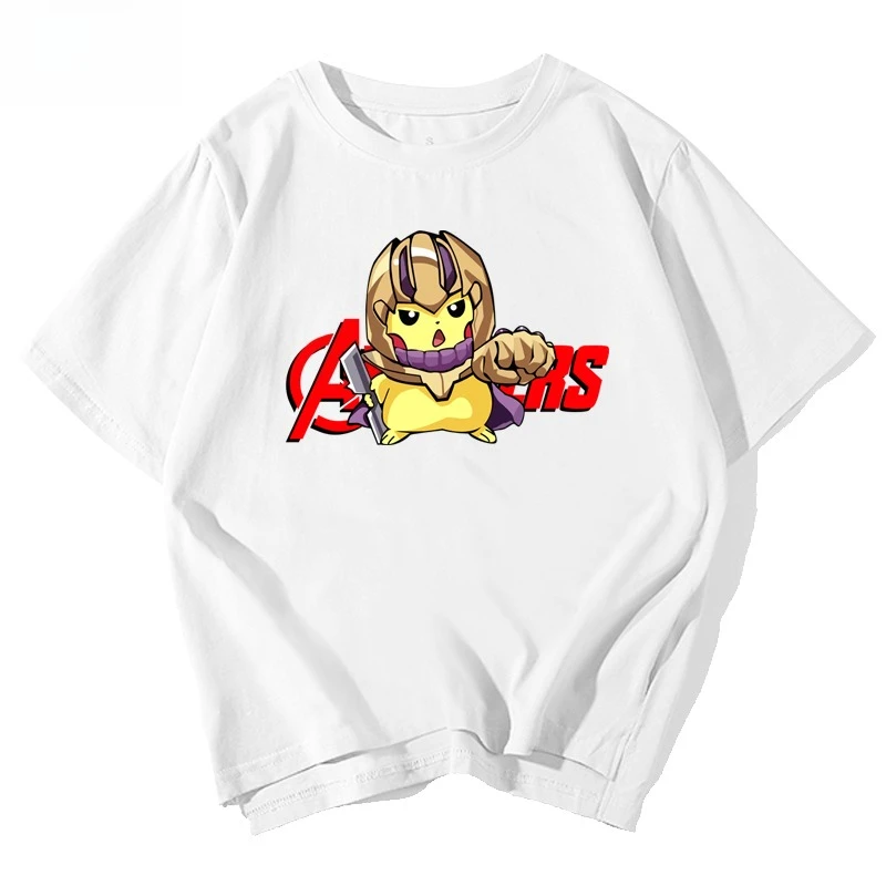 

Thanos Joint Pikachu Short-sleeved T-shirt for Boys and Girls Fun Half-sleeved T-shirt on Clothes Sports Casual Short Sleeves