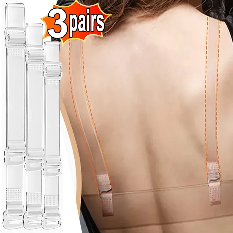 Clear Bra Straps Transparent Invisible Detachable Adjustable Silicone Women's Elastic Belt Intimates Accessories