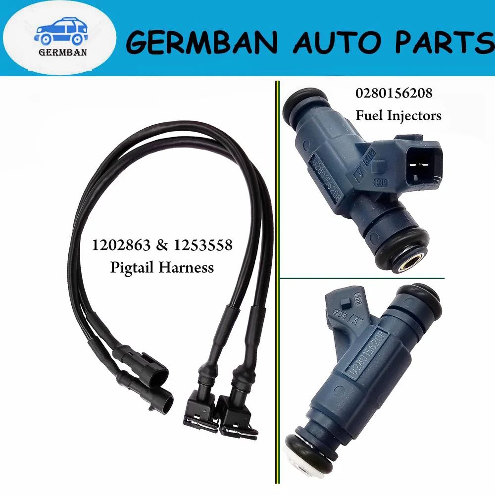 0280156208 2Pcs Fuel Injector with Pigtail Harness 1202863 1253558 for Polaris Ranger RZR Sportsman 700 800