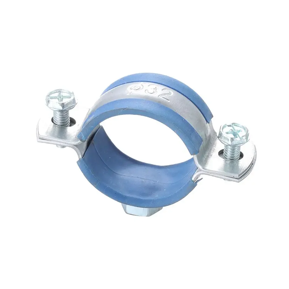 1Pcs Fastener Hardware Round Hose Clamp Nut Hoop Pipe Fitting Suspension Pipe Holder Carbon Steel Rubber PPR/PVC