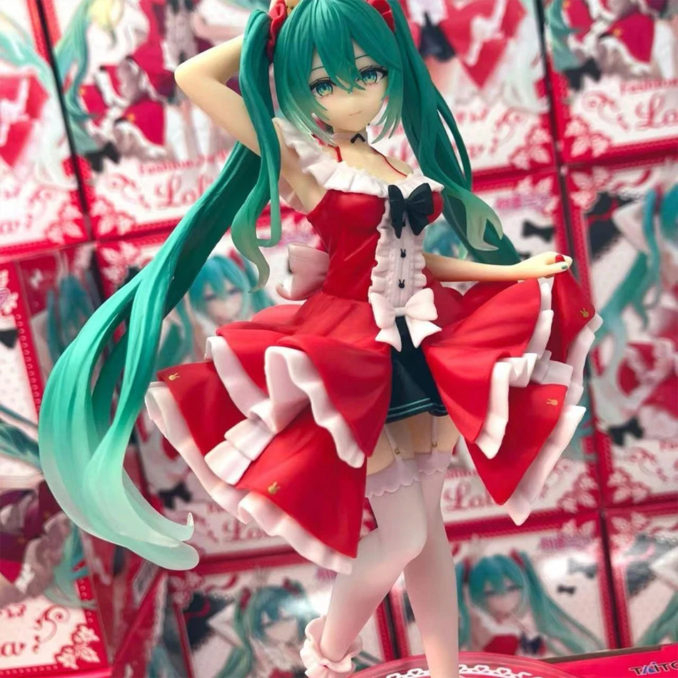 Merch Anime Hatsune Miku Desktop Niedliche Actionfigur 18cm Mode Lolita Anime Figur Kawaii Mädchen Modell Spielzeug Weihnachtsgeschenk