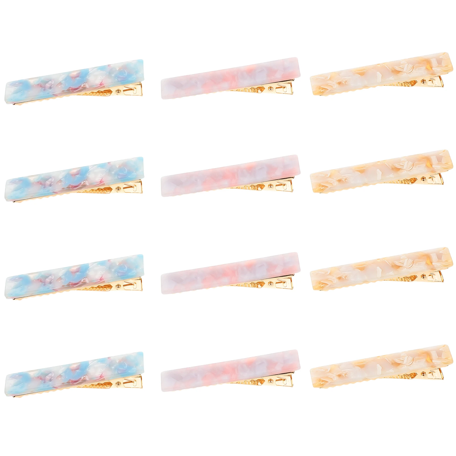 

12 Pcs Claw Hair Clips Acetate Vintage Lightweight Secure Grip Retro Marble Pattern Accessories Women Large Barrettes