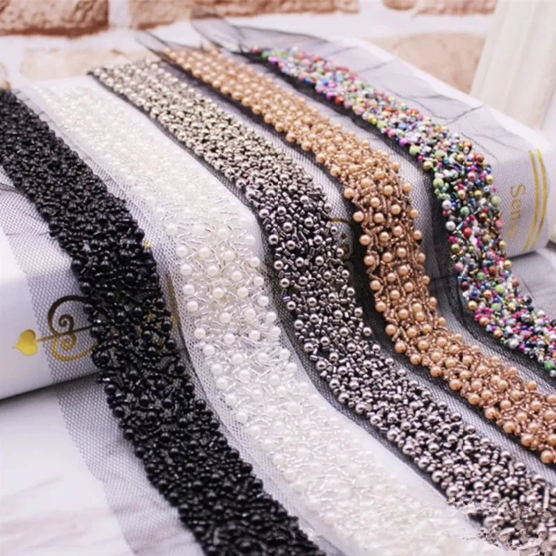 

8-метровая кружевная лента с бисером, кружевная ткань, отделка, вышитый воротник, украшение, кружевной сетчатый шнур для шитья, африканская кружевная ткань