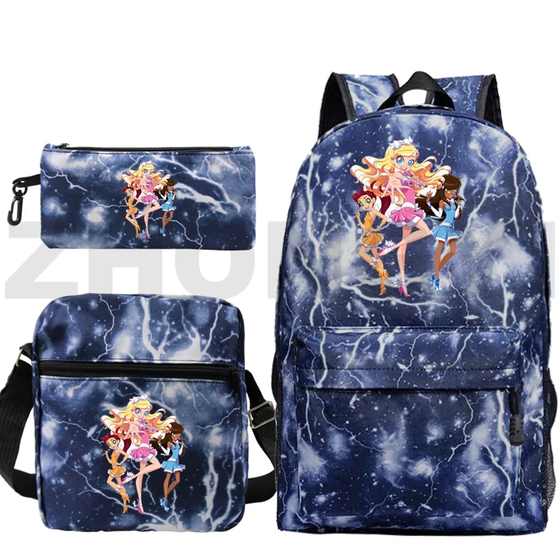 Fashion Lolirock Backpack 3 In 1 Set Large Capacity School Bags Canvas Anime Backpack LoliRockstar Rucksack for Teenager Girls