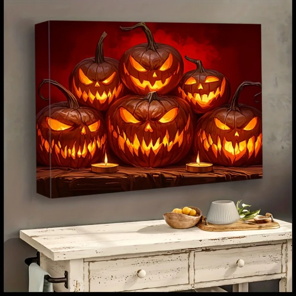 Decoración de terror de calabaza de Halloween, casa embrujada oscura y aterradora, regalo de Halloween, adecuado para dormitorio, sala de estar, decoración de fiesta