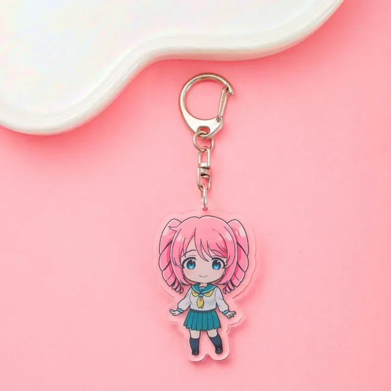 Anime Gushing over Magical Girls Acrylic Keychain Accessaries Cartoon Funny Bag Pendant Charm Car Cute Keyring Friends Gifts