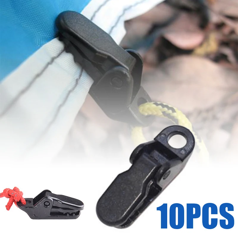 10PCS Tarpaulin Clip Awning Tent Clamp Canopy Lashing Buckle Jaw Grip Hooks Anchor Windproof Rope Barb For Outdoor