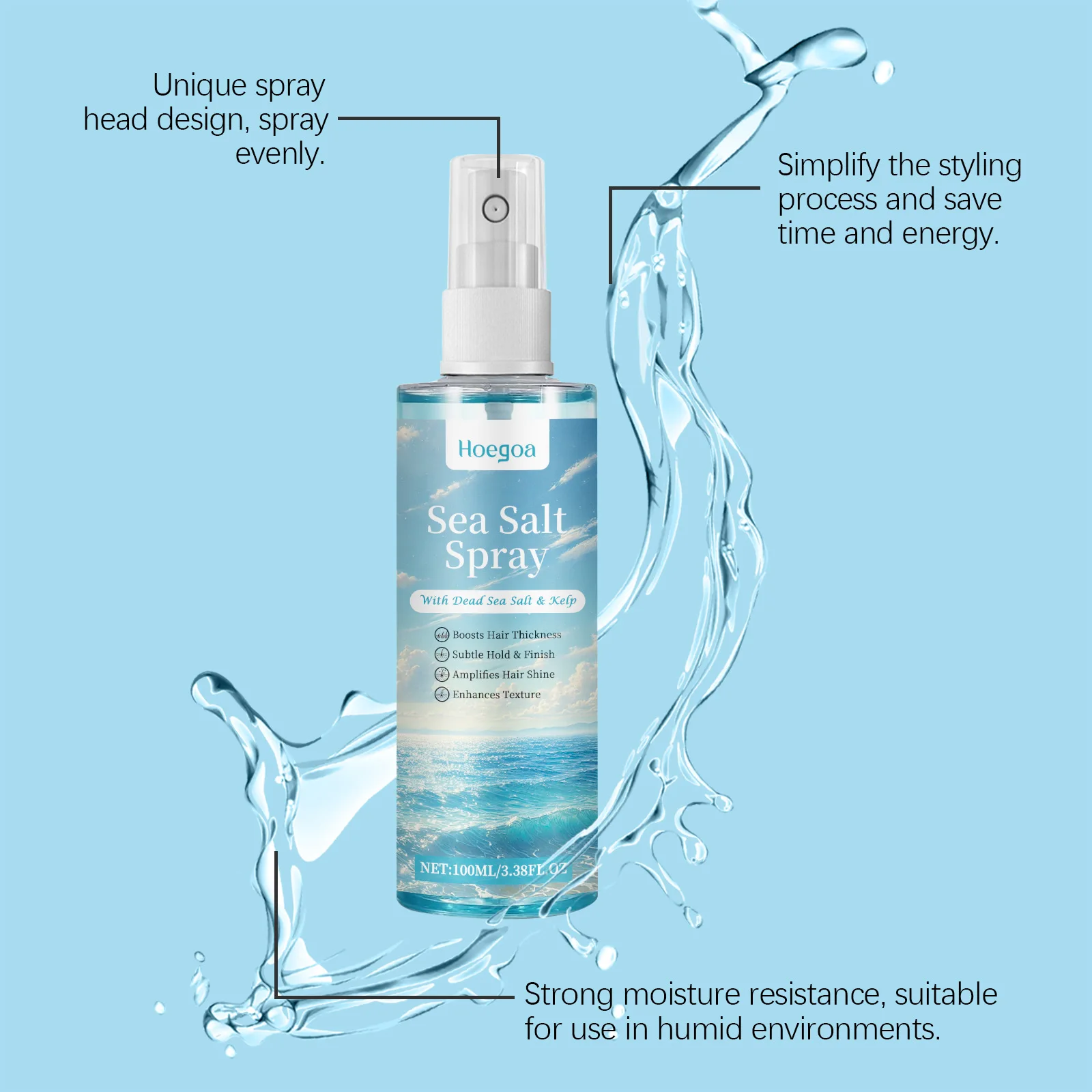 

Sea Salt Curly Hair Shaping Spray Boost Hair Thickness Nourish Moisturize Amplify Hair Shine Not Grease Durable Hair Shape Spray