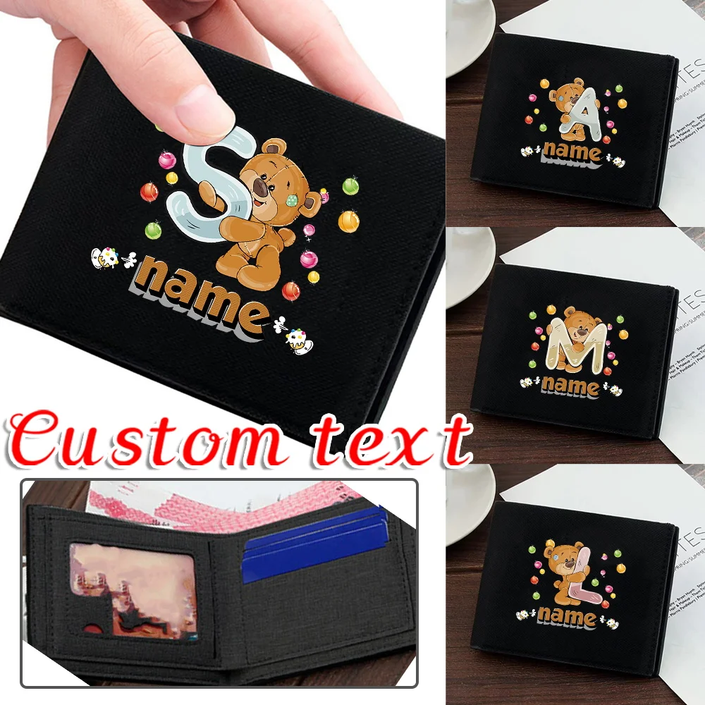 

Personalized Customized Name Wallet Multi Functional ID Card Credit Card Cover High Quality Durable Wallet Cartoon Bear Pattern