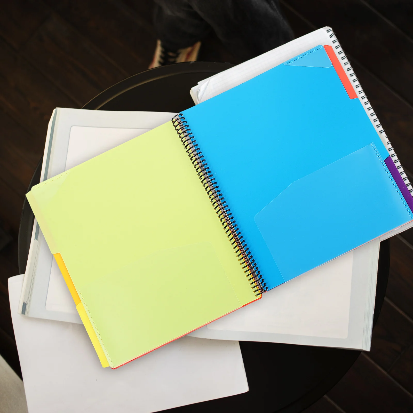 

Plastic File Folder Coil Notebook Container Test Papers Red Storage Office Document Organizer Pocket 12 Pages