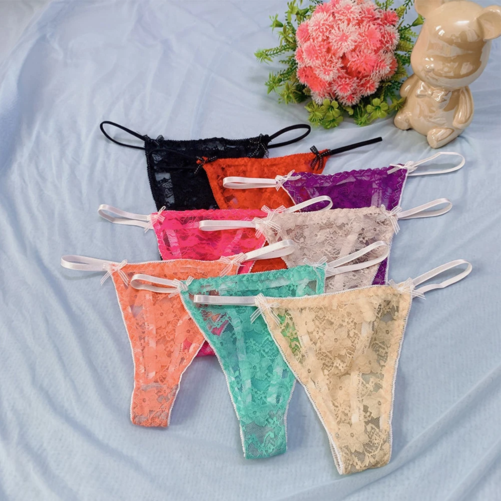 

Women Mini G-string See Through Lace Panties Female Sexy Transparent T-back Thongs Soft Underwear Tiny Briefs Low Rise Underpant