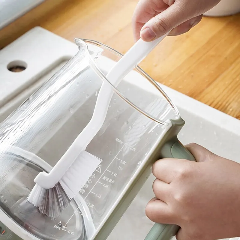 

Japanese Style Sink Brush Cleaning Cup Brush with Long Handle Elbow Design Tail Hole Wall Hanging Crevice Cleaning Accessories