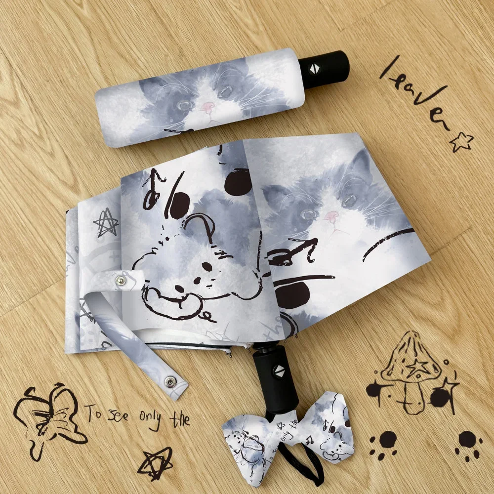 Fully Automatic Open Umbrella, Suitable For Sunny And Rainy Days, Triple Folding Umbrella,  Foldable Single Person Umbrella