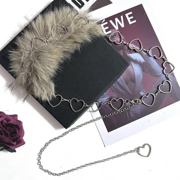 女性用ファーy2kウエストチェーン、ヴィンテージファッションアクセサリー、スパイスガールズベルト、ヒップホップパンク、インスタイル、パーティー、旅行、デート用ウエストバンド