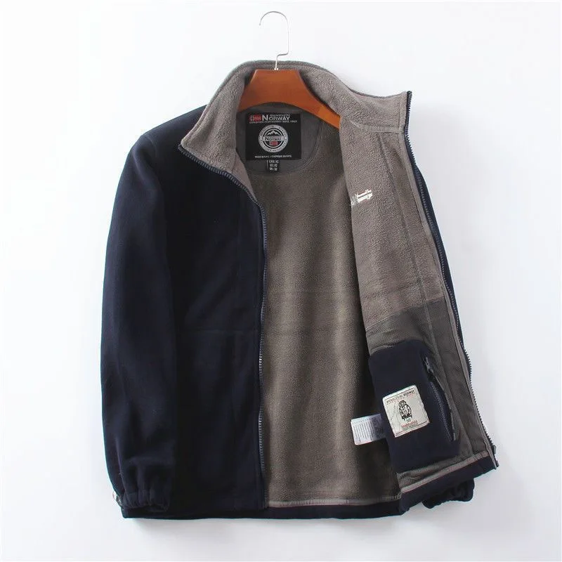 Thickened Fleece Double-sided Anti-wind And Coldproof Cotton Jacket European Size with Stand Collar Regular Length for Casual...