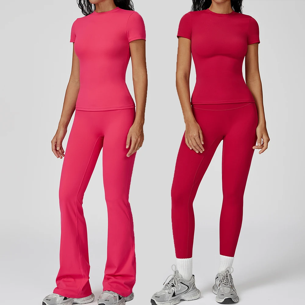 

2 Pieces Yoga Set Gym Clothes Women Tracksuits Yoga Suits Fitness Short Sleeve Crop Top Sports Shorts Gym Leggings Sportswear
