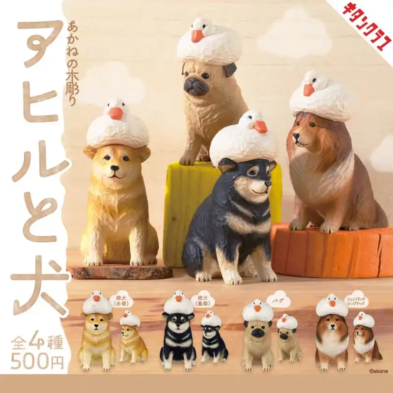 

Подлинная фигурка деревянной собаки с утками на голове, украшение в виде овчарки Gacha