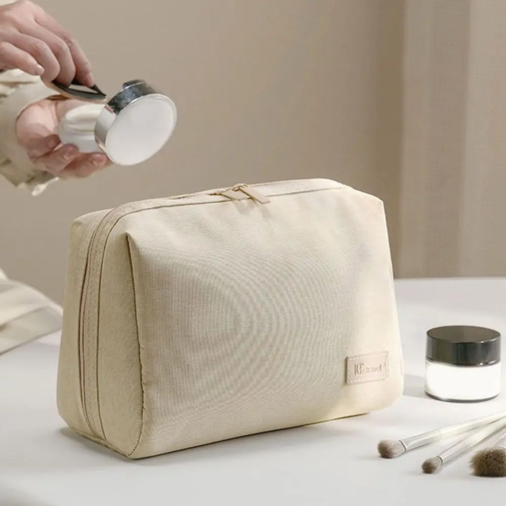 

Multifunctional Solid Color Cosmetic Storage Bag Large Capacity Lightweight Zipper Makeup Bag Waterproof Toiletry Wash Bag Girls