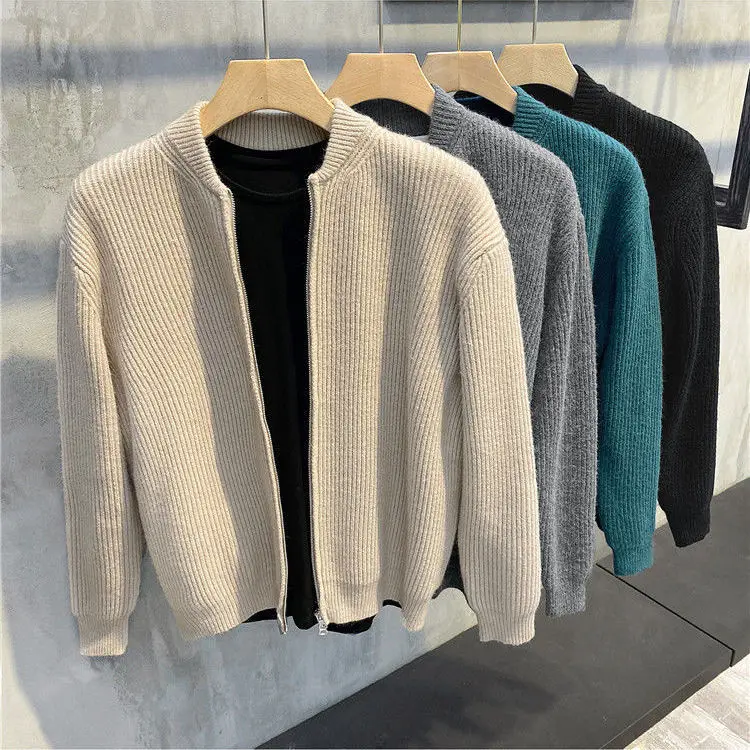 

New Autumn Knitted Sweater Men Spring Slim Fit Cardigan Men Causal Sweaters Coats Winter Solid Zipper Cardigan Men Knitwear B147