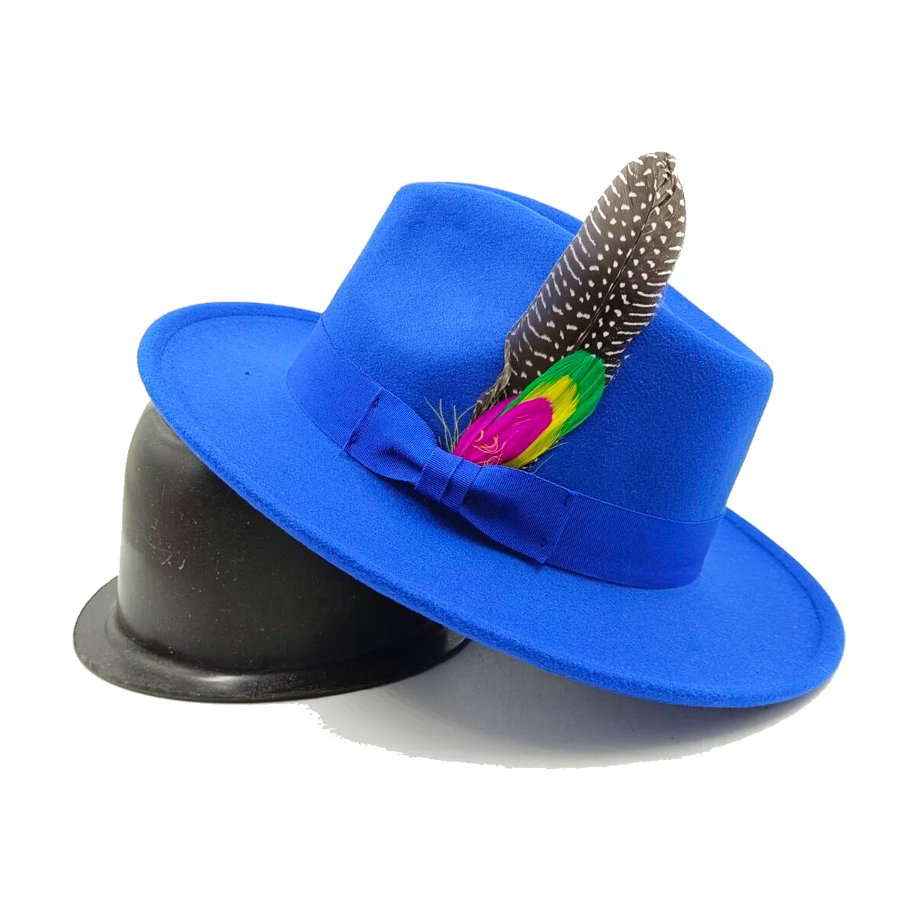 

Retro felt hat fedora peach heart bow feather accessories men's hat wide brim hat wholesale шапка женская кепка мужская