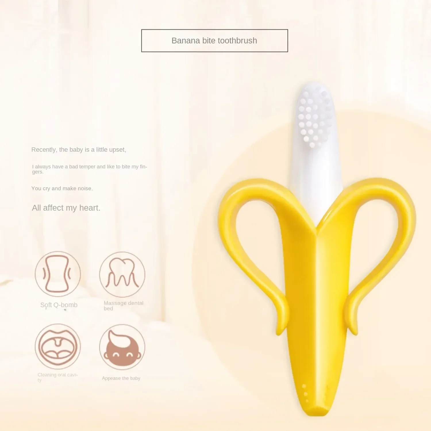 

Safe Teething Ring Silicone Shape Banana Toddle Teether Baby Silicone Training Toothbrush BPA Free Banana Chew Dental Care Toot