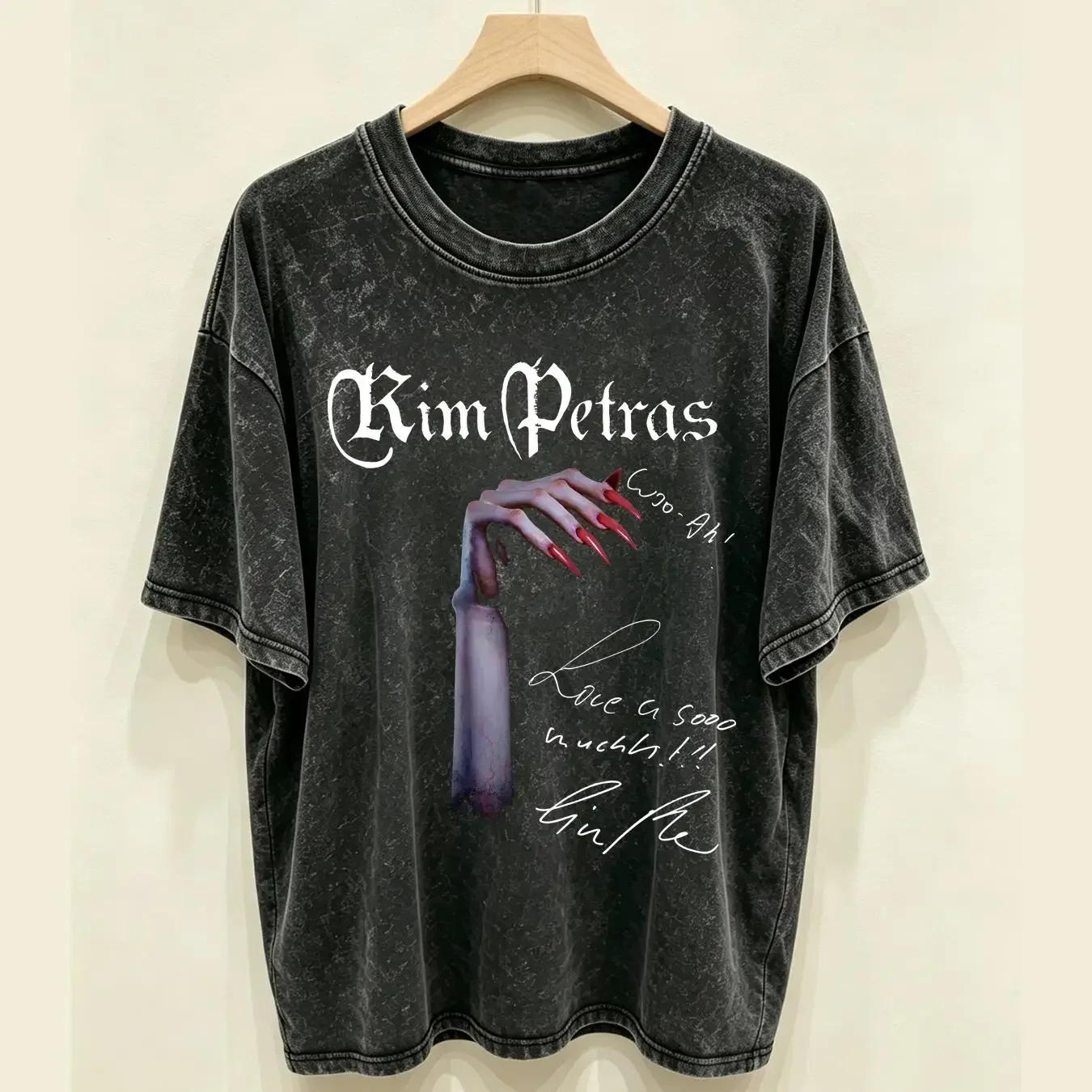 washed T Shirt Rare Kim Petras Signature Album  Black S 235XL 1NT932 long sleeves vintage Washed fashion designer clothes