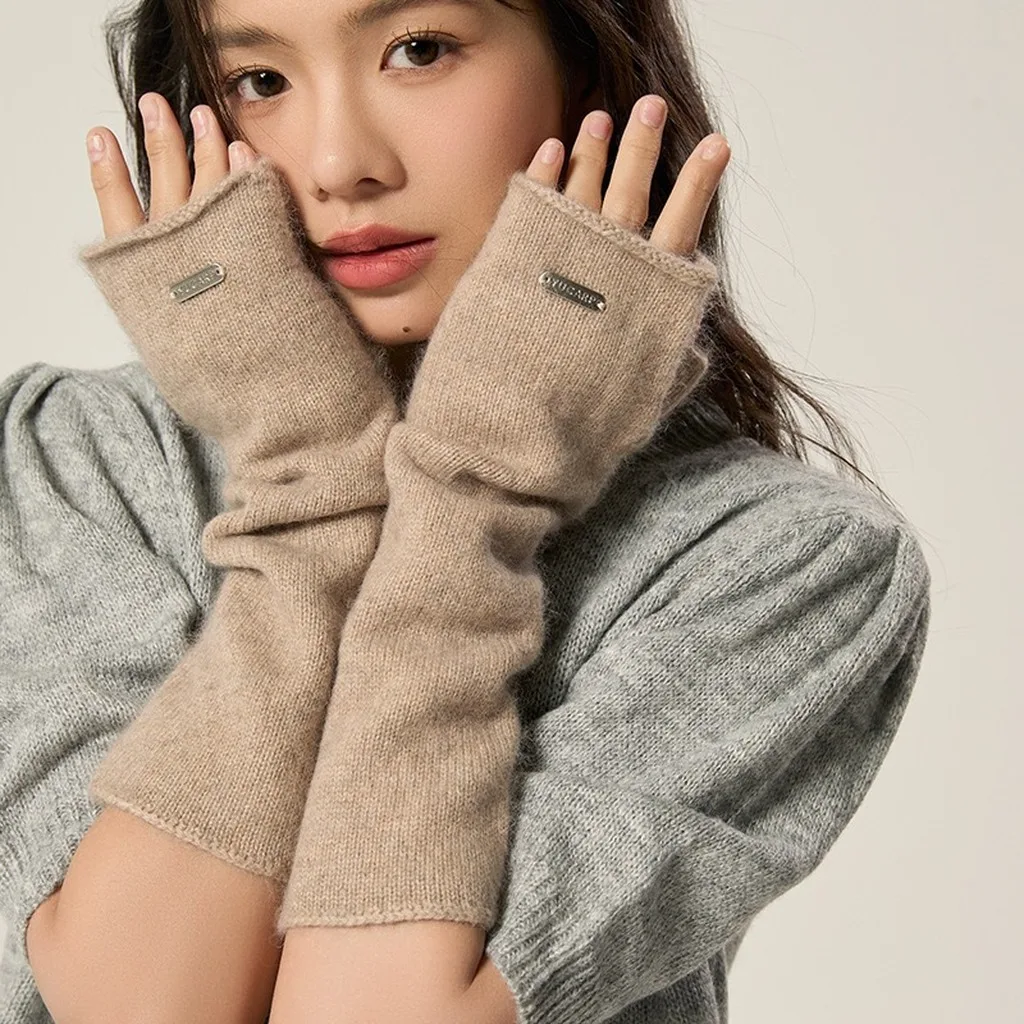 Hand Arm Covers Thermal Fingerless Arm Warmers Knitted Arm Sleeves Wool Blend For Outdoor Sports Teen Girls Women