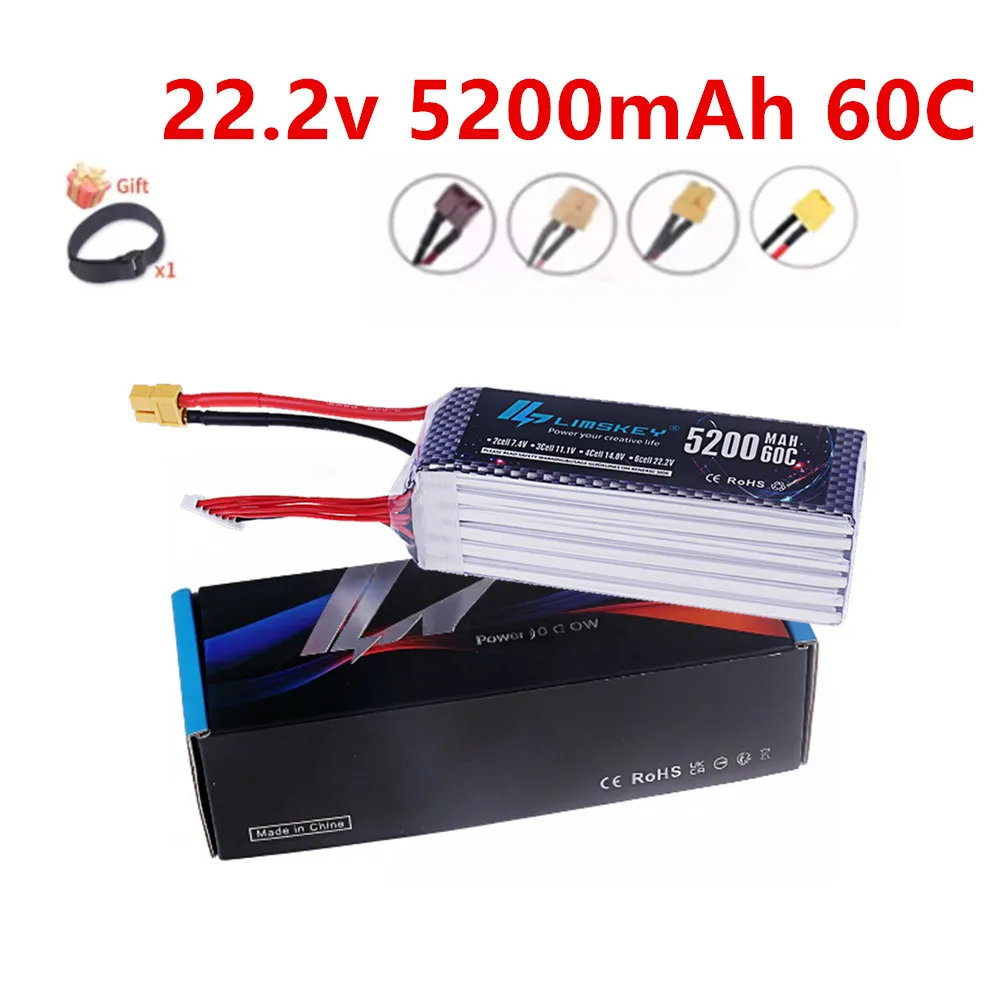 

1PCS 22.2V 5200mAh 60C Softcase with XT60/T/EC5 Plug for RC Car FPV Drone Desert Truck RC Racing Hobby Parts Upgrade 4200mAh 6s