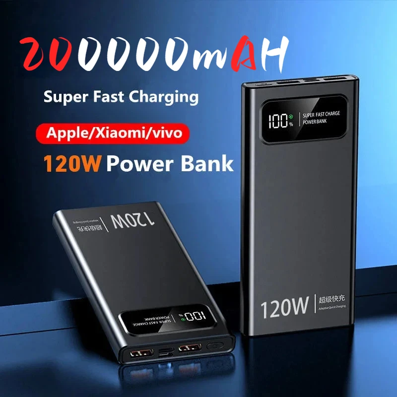 

Xiaomi 120W 200000 mAh Power Bank Супер быстрая зарядка Портативная внешняя батарея большой емкости для мобильных устройств для Iphone Samsung