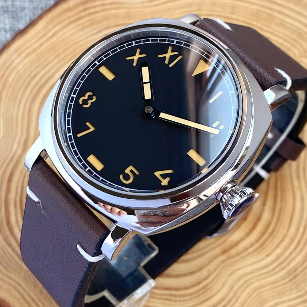 Reloj Mecánico Vintage California para hombre S NH35AA Movt 42mm reloj de pulsera de acero de buceo Nologo caja polaca 2 manecillas AR cristal de zafiro