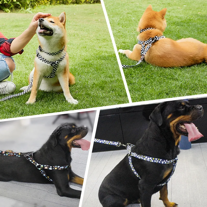 Pet New Fashion Printing Can Be Matched with The Collar Chest and Back Strap Leash for Cats and Dogs