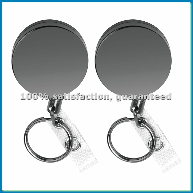 

Набор из 2 прочных выдвижных держателей для бейджей, металлический держатель для ID-карт с клипсой для ремня и кольцом для ключей, для бейджей и ключей, черный - SPMI