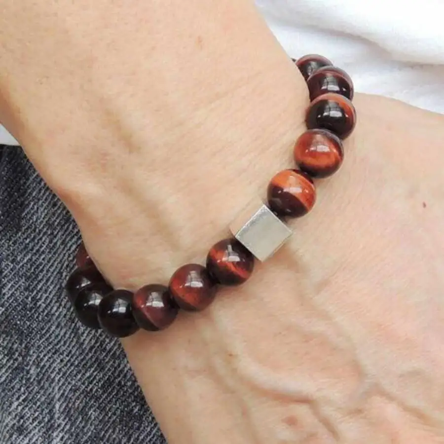 Genuine Tiger's Eye Bead Bracelet Adjustable String Wristband Healing Crystal Jewelry