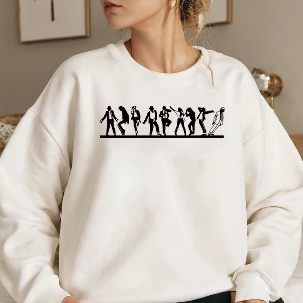 Retro MJ Dance Evolution Sweatshirt King of Pop Graphic Pullover Dance Graphic Shirt Unisex Long Sleeve Sweatshirts Fans Gift