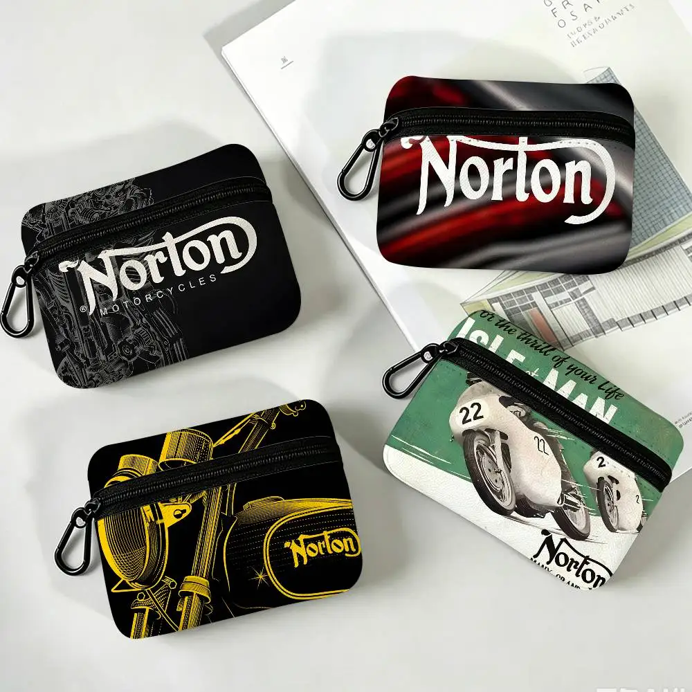Motorcycle Racing N-Nortons Oxford Fabric Mini Coin Wallet Smooth Zipper Hanging Design Multi-use Small Storage Bag For Travel