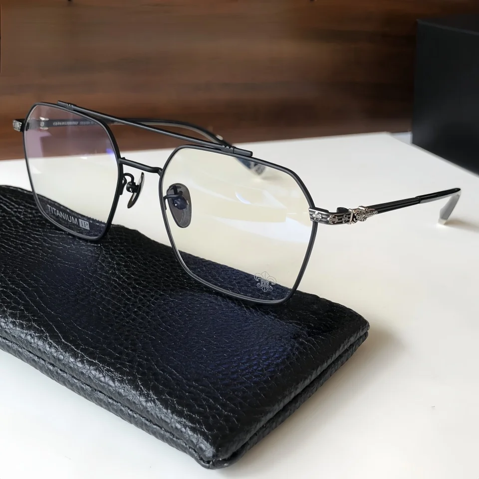 

Men's Retro Titanium Alloy Large Frame Brand Design Eyeglasses Frame Luxury Fashion Women's Optical Reading Prescription Glasses