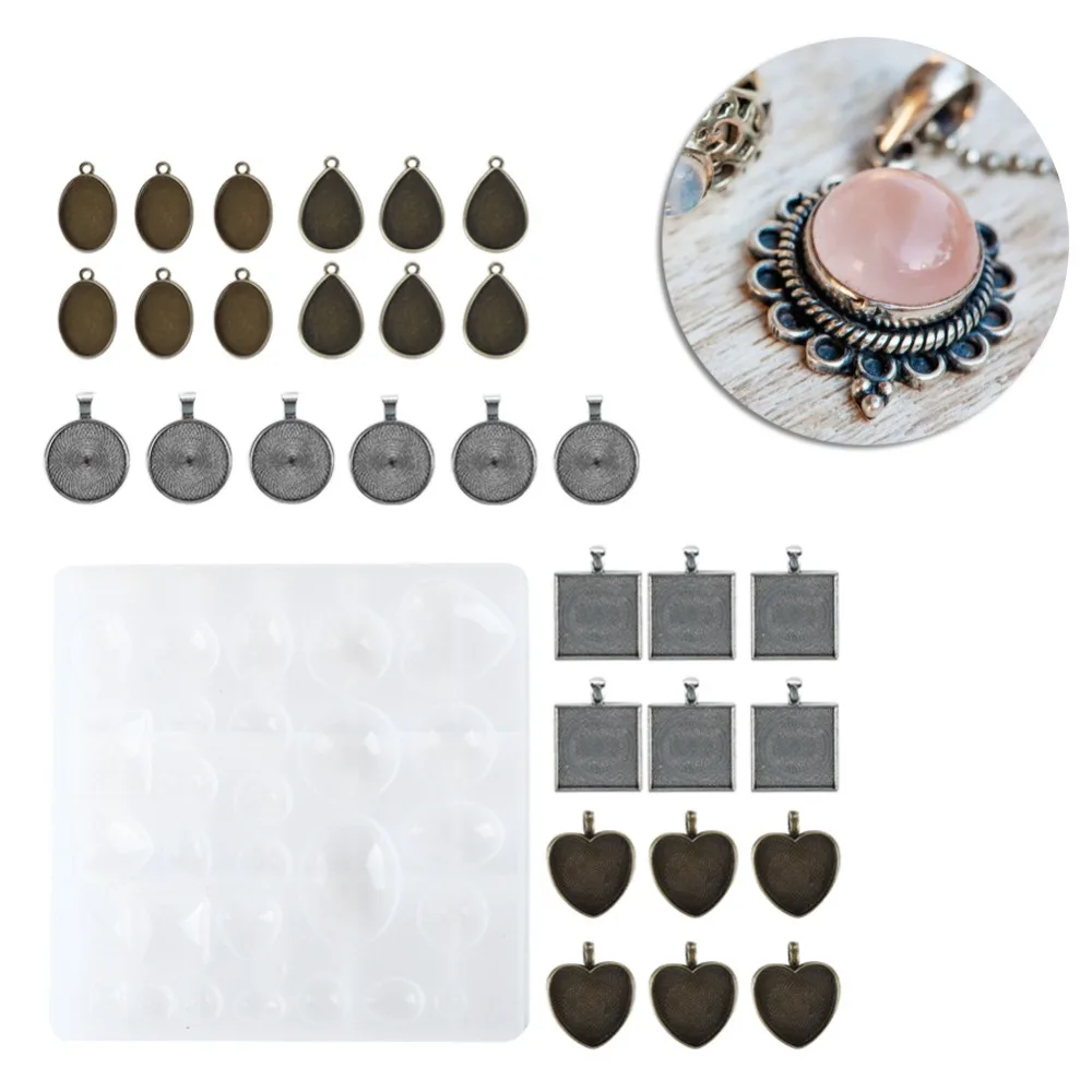 

1 Set Exquisite Metal Material Pendant Base 5 Styles Pendant Tray Jewelry DIY Tool Jewelry Making