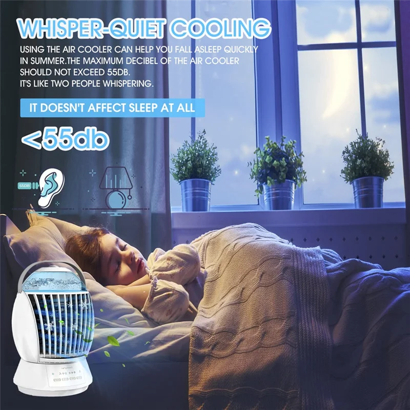 ABGU Ventilatore portatile per condizionatore d'aria Ventilatore per dispositivo di raffreddamento dell'aria Ventilatore da tavolo evaporativo elettrico con funzione umidificatore per interni