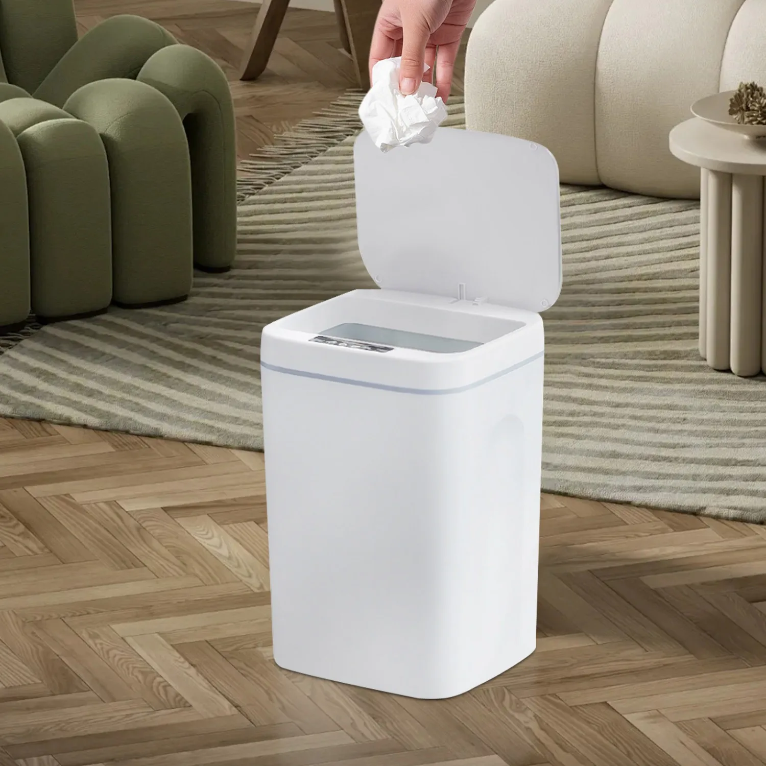 Bathroom Trash Can Touchless, Motion Sensor Trash Can Smart Automatic Garbage for Kitchen, Bedroom, Bathroom, Living Room