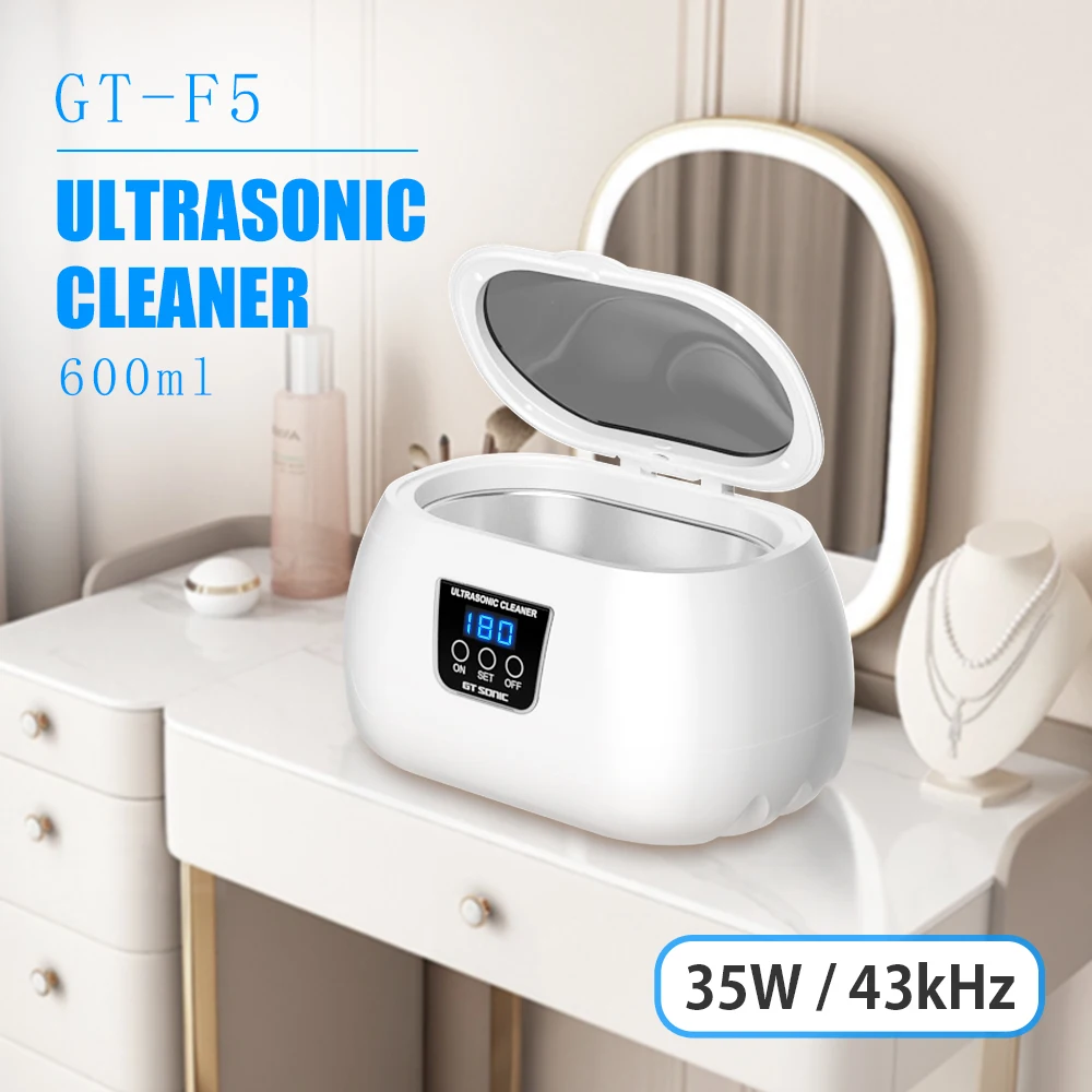 600ml 35W Household Ultrasonic Cleaner Bath Jewelry Ultrasonic Cleaning Machine Wash Denture Jewelry Watch 220V-240V EU Plug