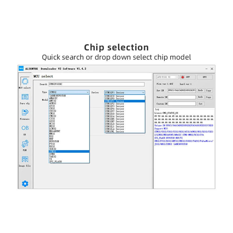 ALIENTEK Offline Downloader P100 V2 Programmer Downloader STM32 STM8 N76E GD Offline Programming FLM Algorithm Writer
