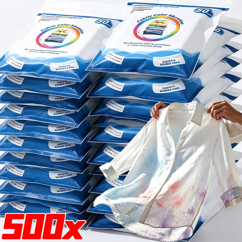 500/50x Laundry Paper Anti-Staining Clothes Sheets Absorption Washing Discs Color Catcher Anti-Staining Laundry Tablet Supply