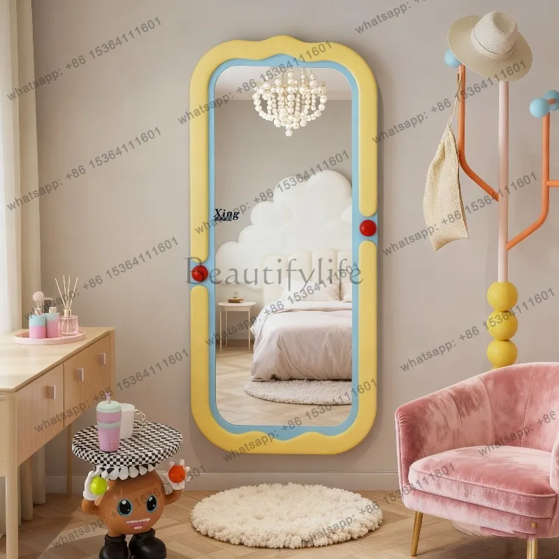 XX.Nordic Standing Mirrors Full Body Bed Room Cute Luxury Long Mirrors Full Body Living Room Design Espejos De Piso Room Decorat