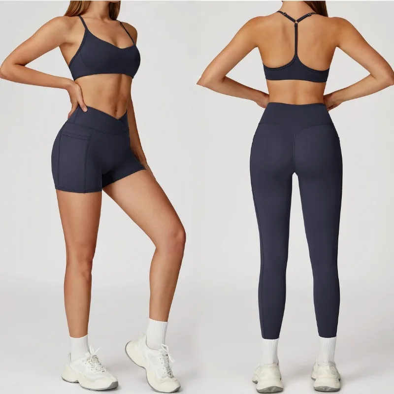 

Women's Naked Yoga Set Beautiful Back Quick Drying Hip Lifting Slimming Exercise Set Outdoor Leisure Running Fitness Clothing