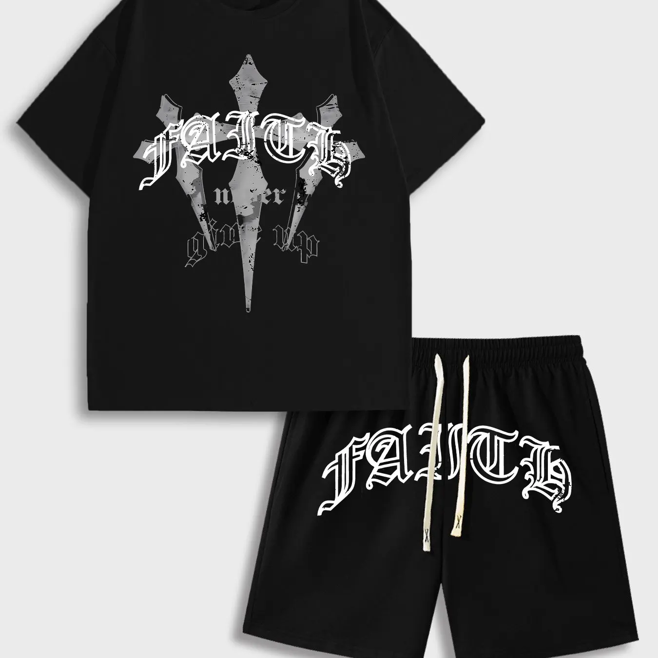 

KOURRTER Men's Summer Casual Suit Fashion T-Shirt and Drawstring Shorts Vintage Fashion Top