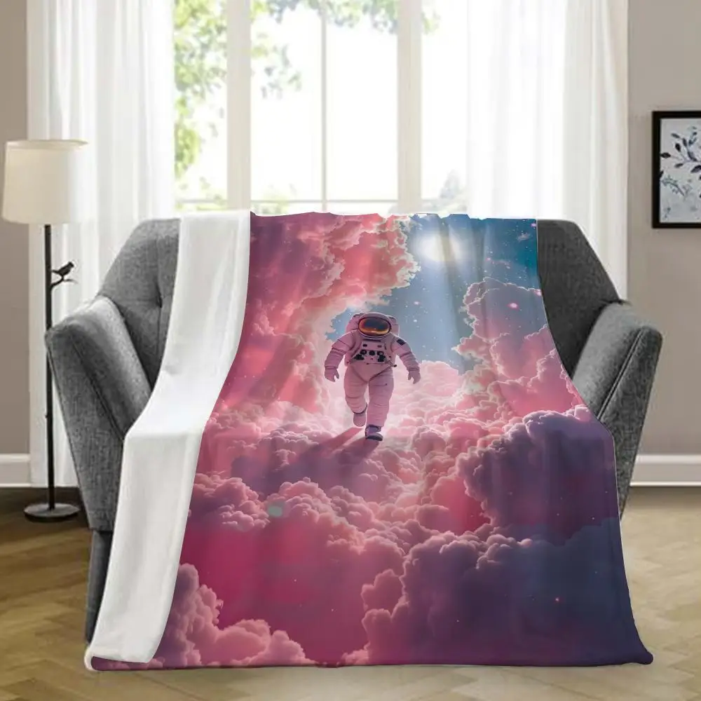 

Pink Air Throw Blanket Aesthetic Art Flannel Blanket Portable Home Travel Camping Sofa Picnic Thickening Flannel Blanket