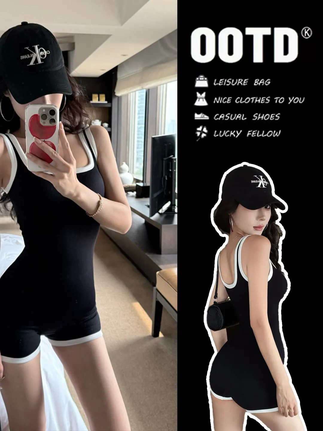 

Women's Sporty One-Piece Swimsuit High Elasticity Chlorine Resistant round Neck Slimming Conservative High Waist Bikini for H...