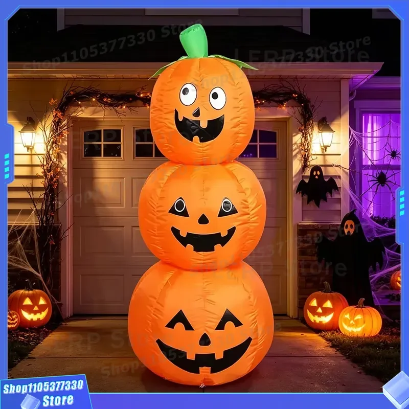 4ft Halloween Inflatable Pumpkin with LED Lights Outdoor Garden Decoration Display Ghost Party Wholesale Large Glowing Jack O